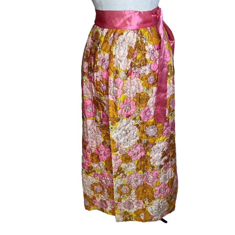 Vintage Womens Skirt Size 10 Multicolor Quilted Floral Maxi Wrap Casual - Picture 3 of 13